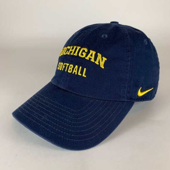 Michigan Wolverines Softball Navy Blue Nike Heritage86 Relaxed Fit Strapback Hat - Picture 1 of 5
